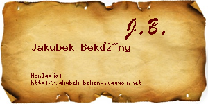 Jakubek Bekény névjegykártya